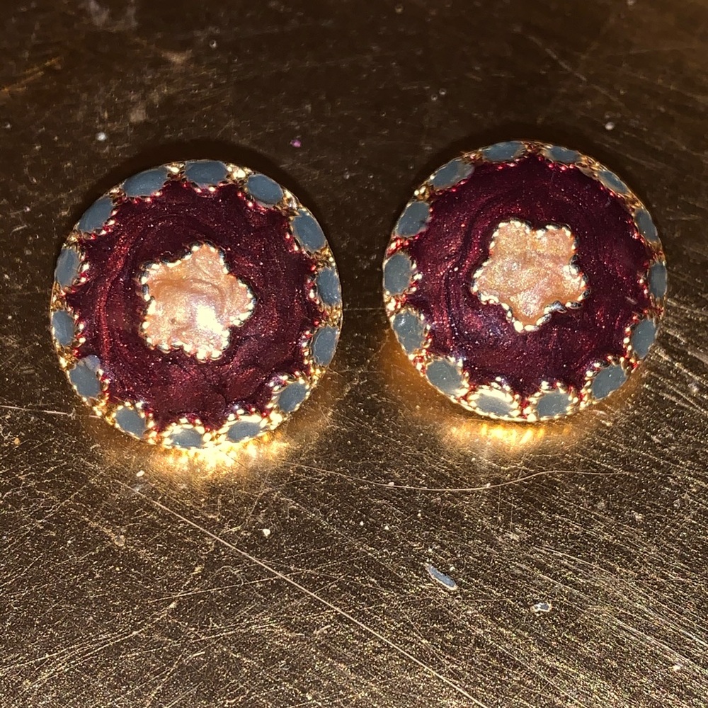 Vintage Cloisonné Earrings - Clip Backs